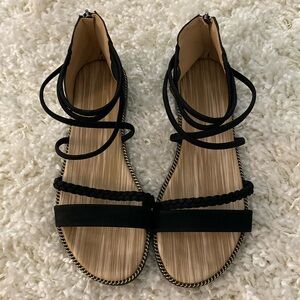 Strappy black sandals size 7.5